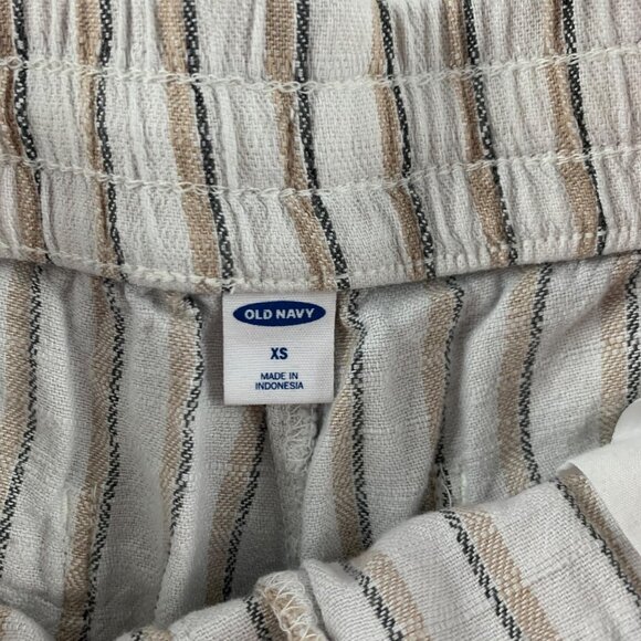 Old Navy Natural Striped High Rise Linen Blend Pull On Shorts XS - Picture 2 of 4